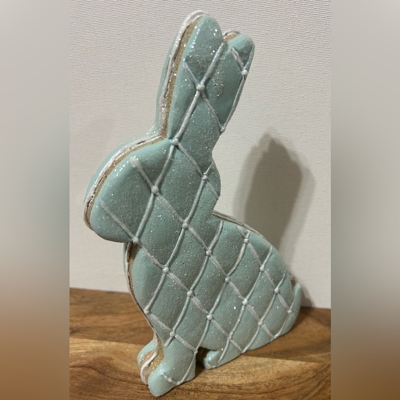 Pastel Blue Easter Bunny Rabbit Faux Gingerbread Macaroon Spring Decor 8” NEW - Picture 3 of 4